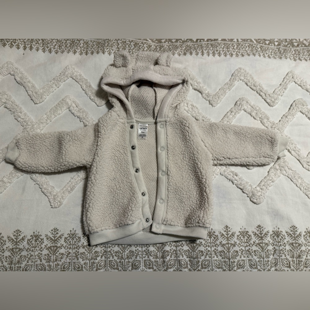 Carter's Cream Baby Jacket with Hood size 9 months
